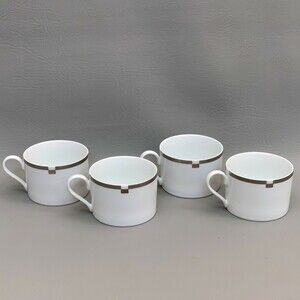 Mikasa Platinum Invitation L5615 Cups Fine China Flat Made in Japan Lot of 4